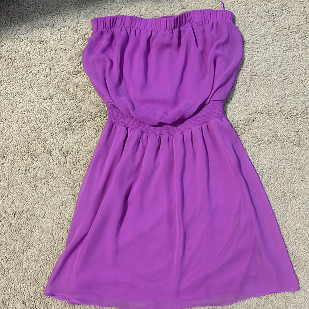 Express purple strapless mini dress